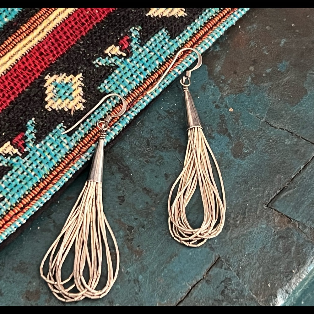 Vintage Native American Liquid Silver Earrings